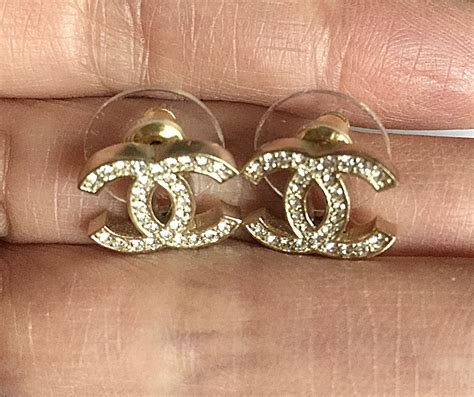 classic mini chanel cc gold earrings|authentic Chanel cc earrings.